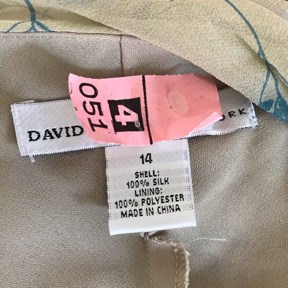 David Warren Size 14 Vintage Y2K Beige Floral Slinky Silk Cowl Neck Midi Dress - Picture 3 of 9